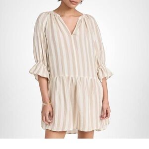 Velvet by Graham & Spencer Striped Tan and Cream Cover-Up